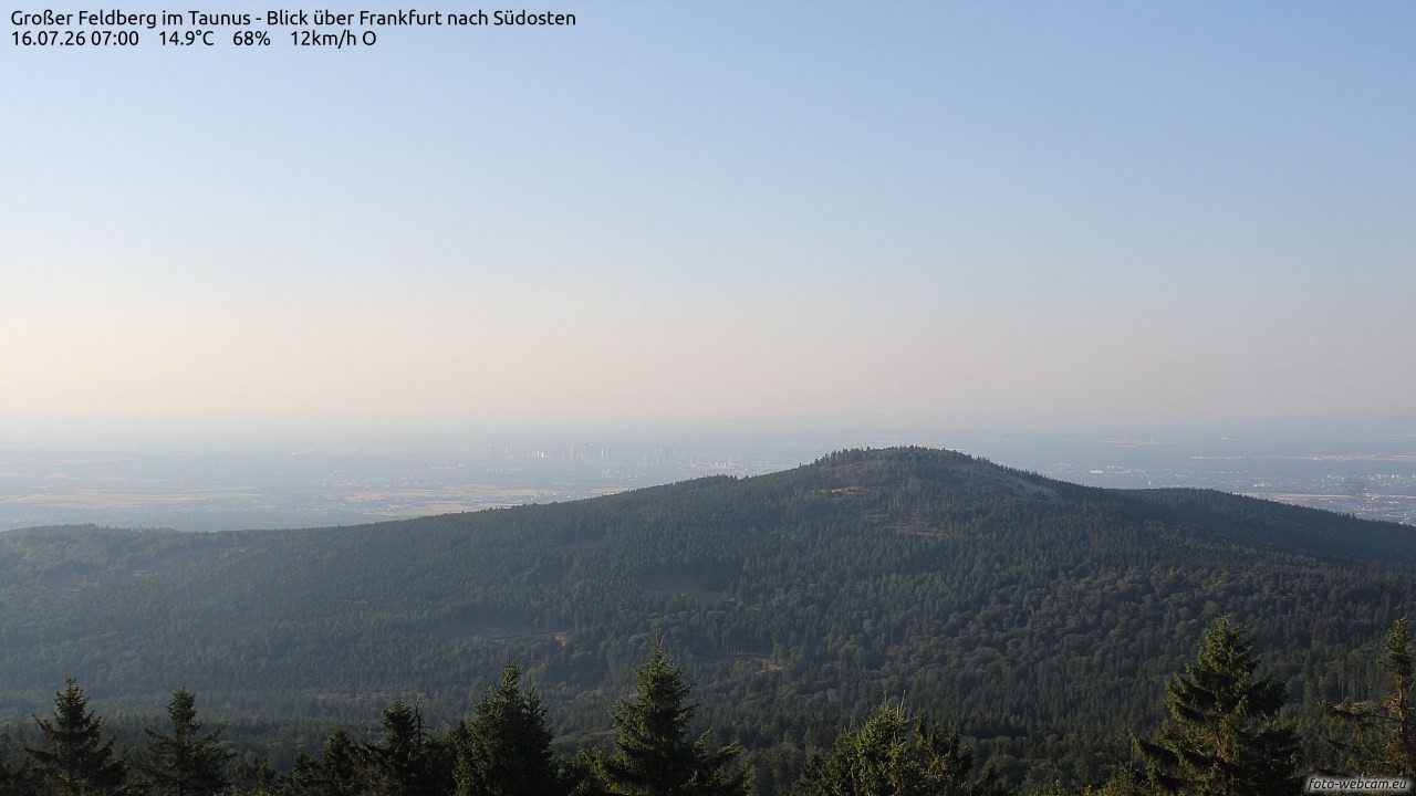 Archived image Webcam Großer Feldberg - View to Frankfurt