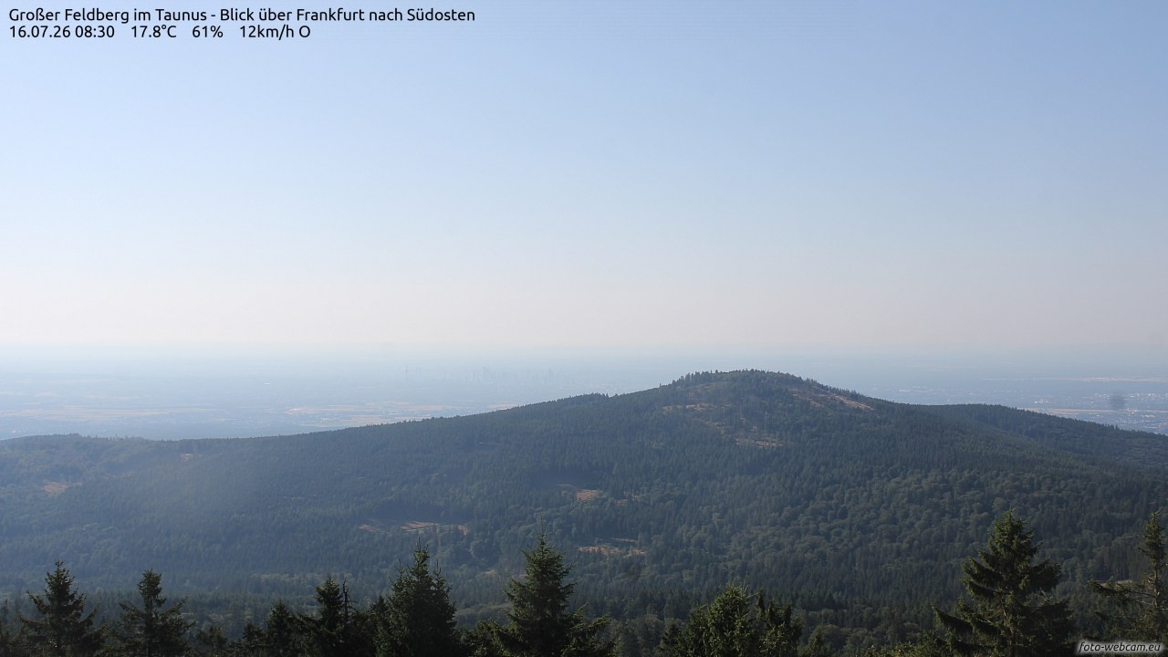 Archived image Webcam Großer Feldberg - View to Frankfurt