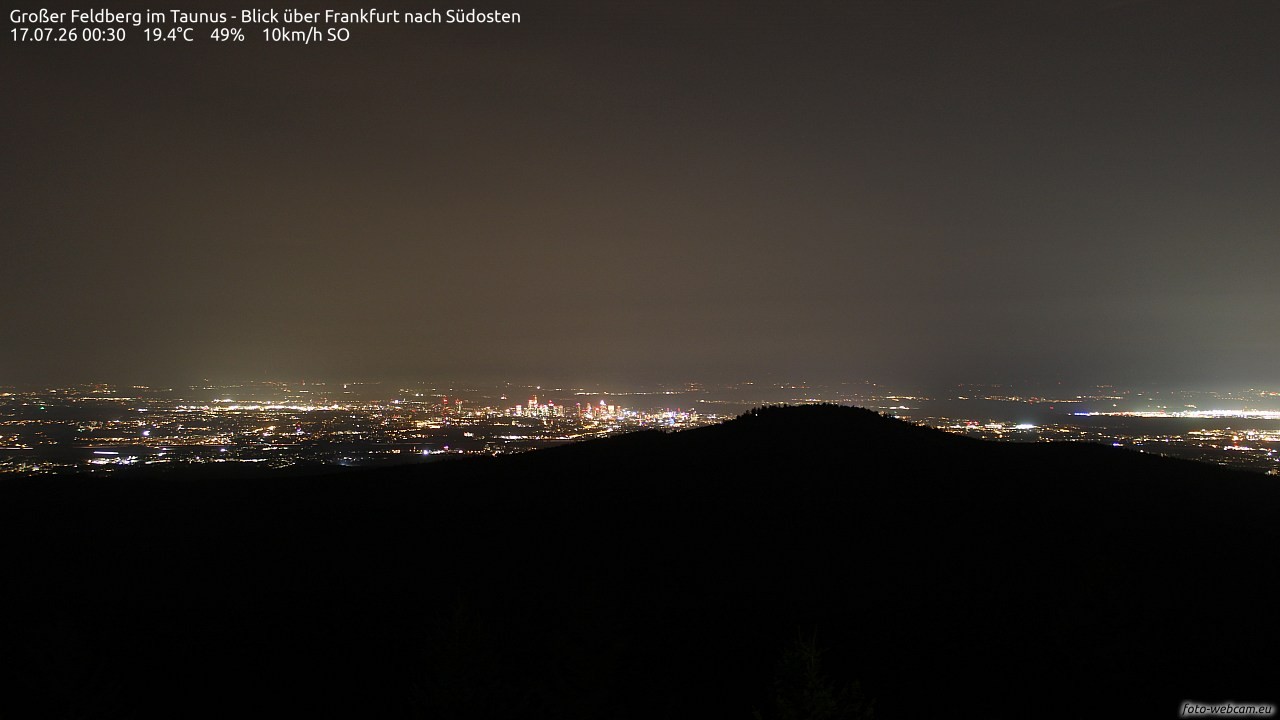 Archived image Webcam Großer Feldberg - View to Frankfurt