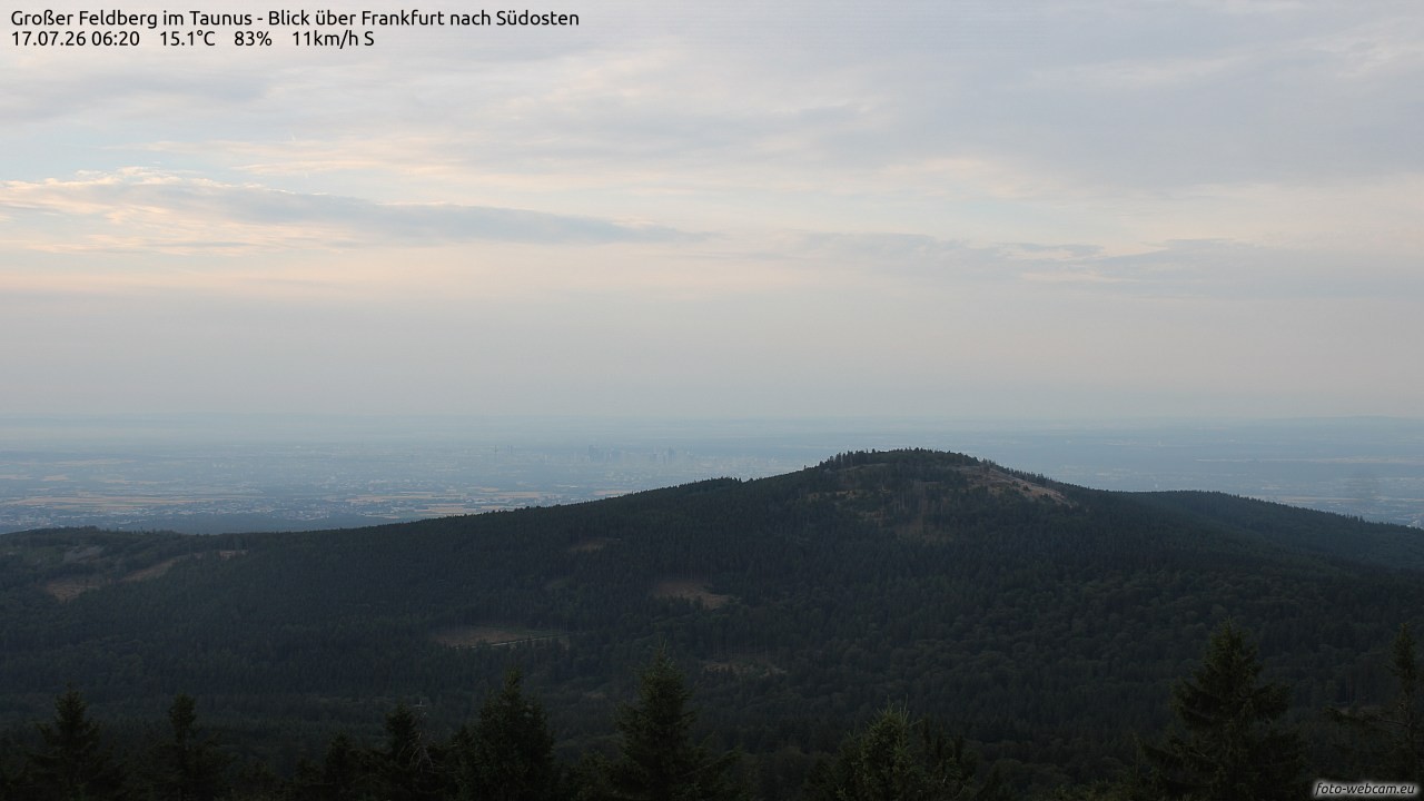 Archived image Webcam Großer Feldberg - View to Frankfurt