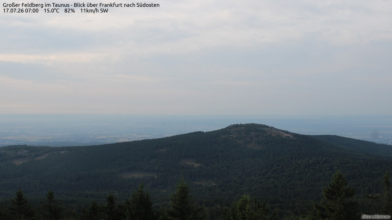 Archived image Webcam Großer Feldberg - View to Frankfurt