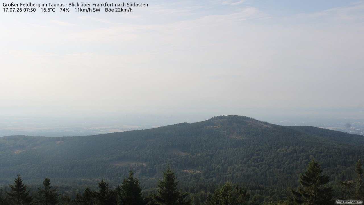 Archived image Webcam Großer Feldberg - View to Frankfurt