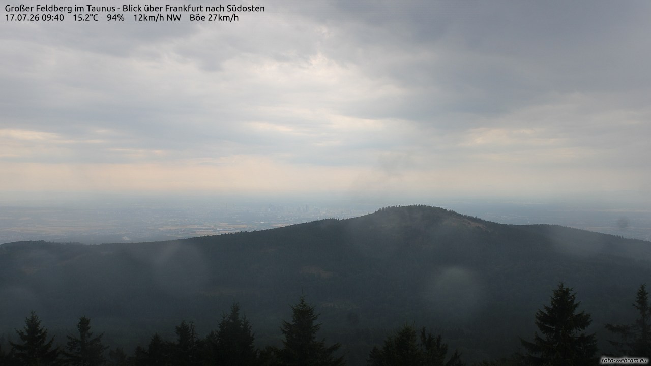Archived image Webcam Großer Feldberg - View to Frankfurt