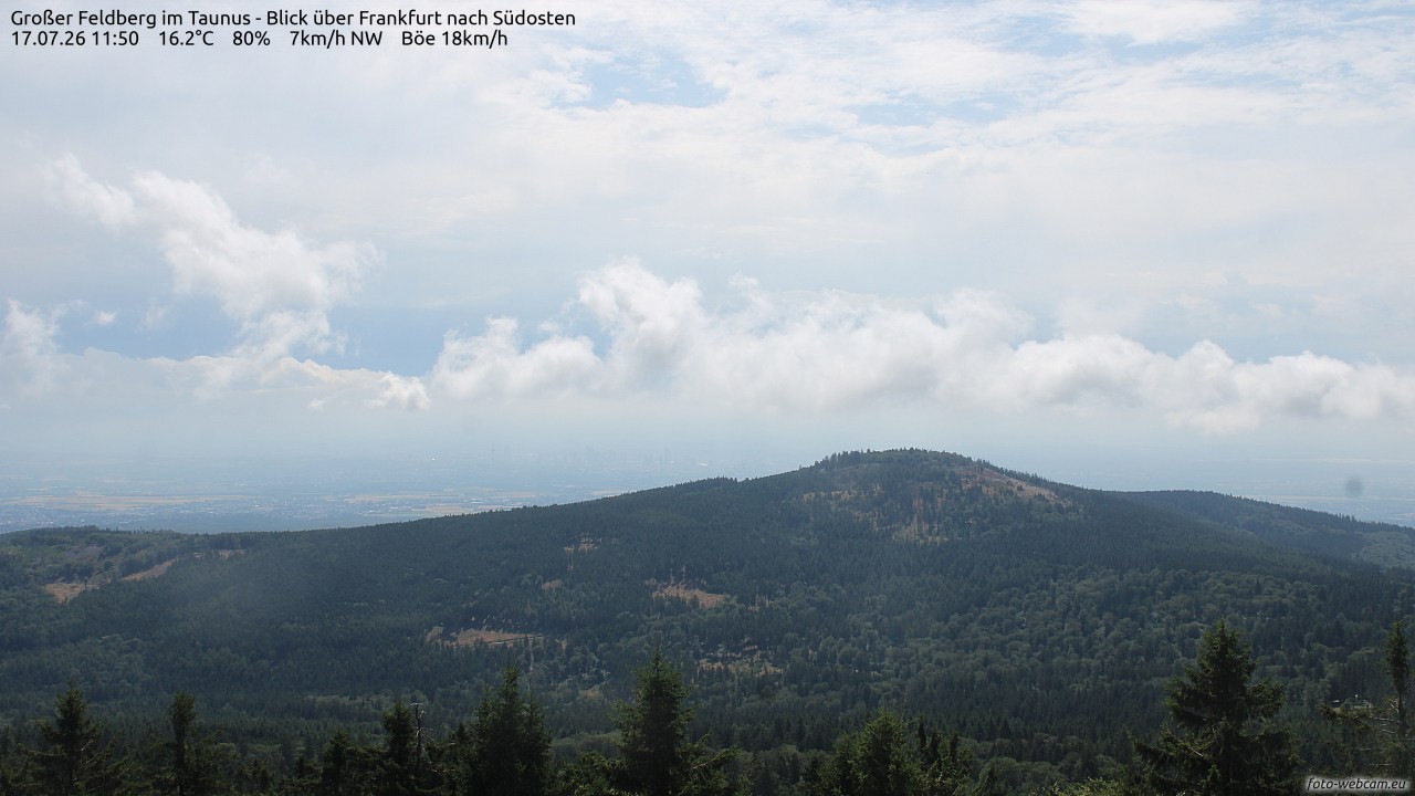 Archived image Webcam Großer Feldberg - View to Frankfurt