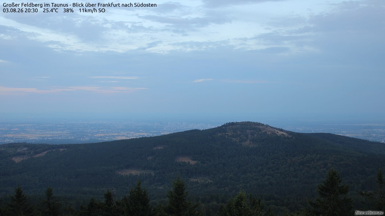 Archived image Webcam Großer Feldberg - View to Frankfurt