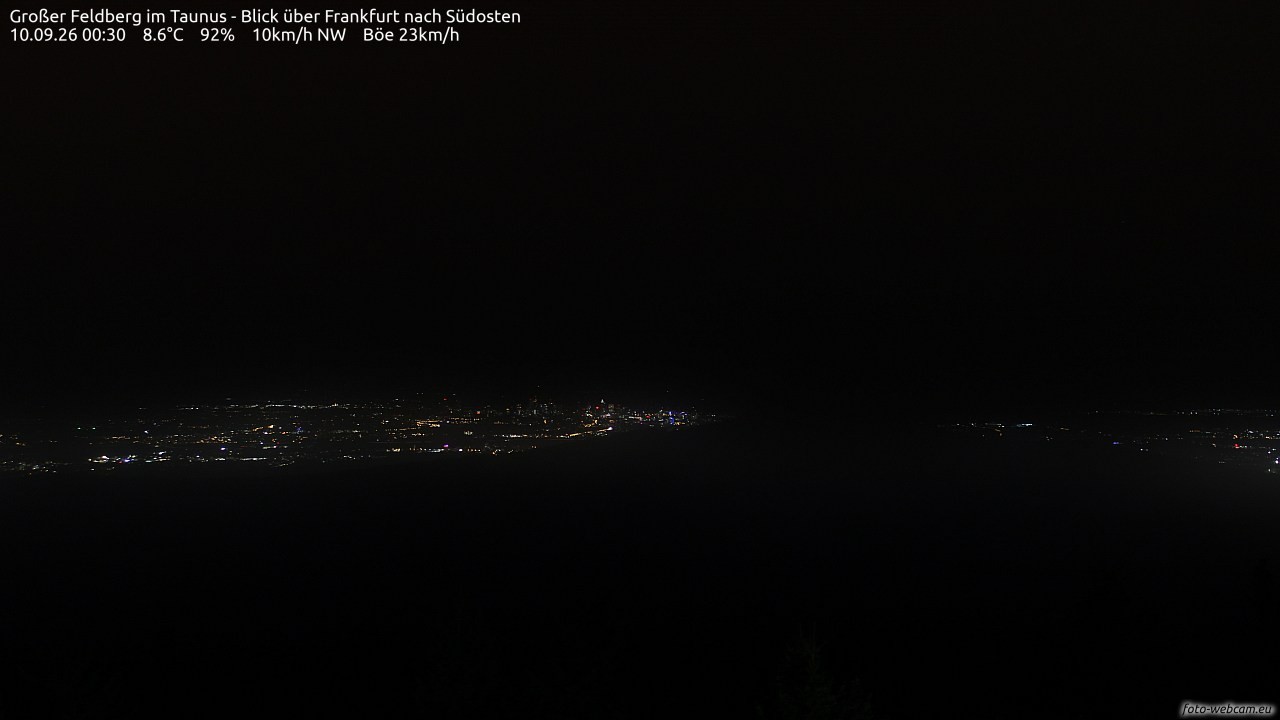 Archived image Webcam Großer Feldberg - View to Frankfurt