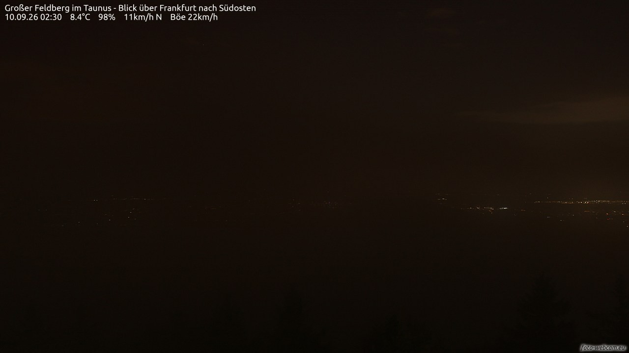 Archived image Webcam Großer Feldberg - View to Frankfurt