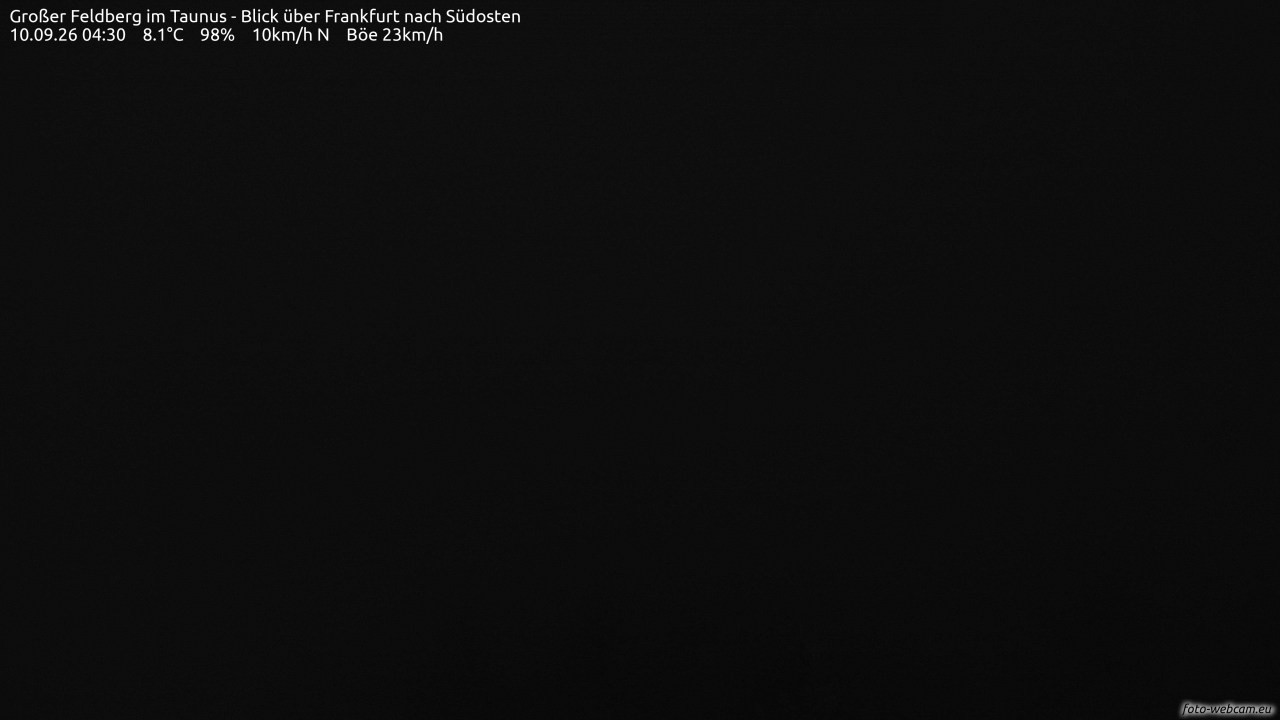 Archived image Webcam Großer Feldberg - View to Frankfurt