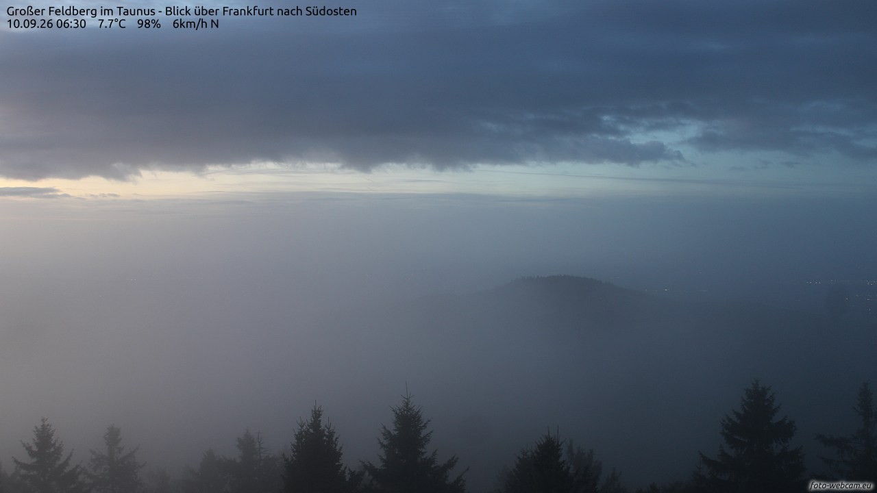 Archived image Webcam Großer Feldberg - View to Frankfurt