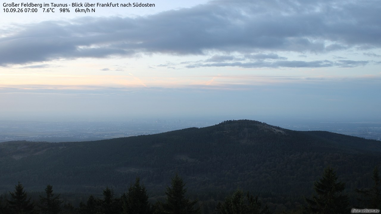Archived image Webcam Großer Feldberg - View to Frankfurt