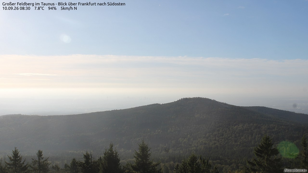 Archived image Webcam Großer Feldberg - View to Frankfurt