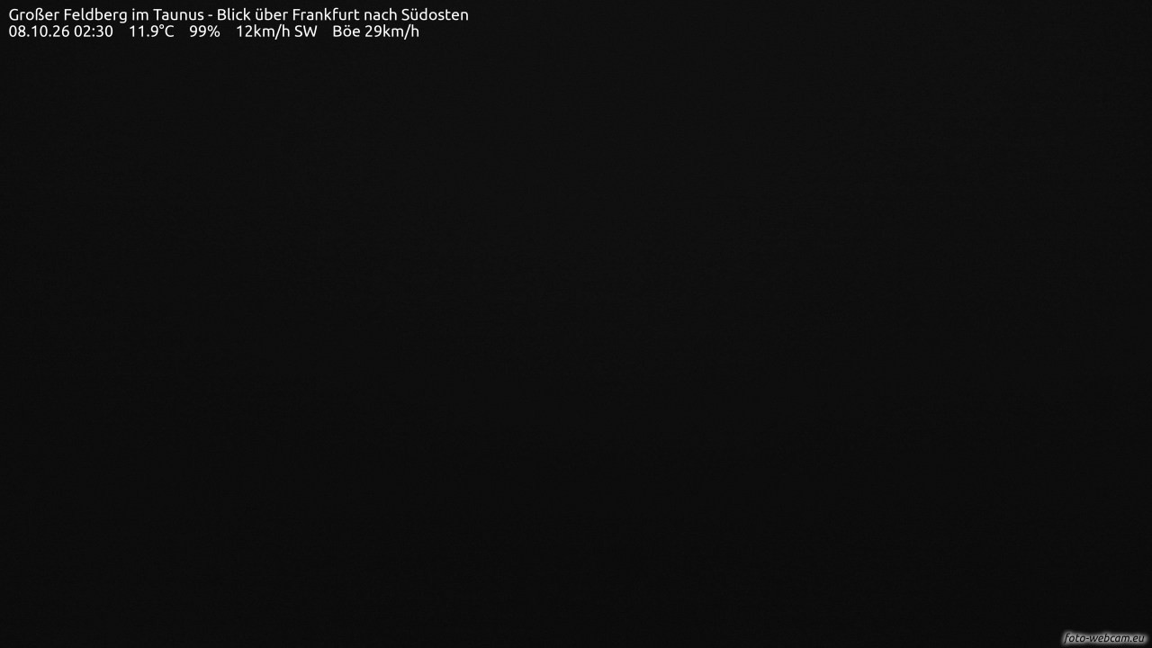 Archived image Webcam Großer Feldberg - View to Frankfurt