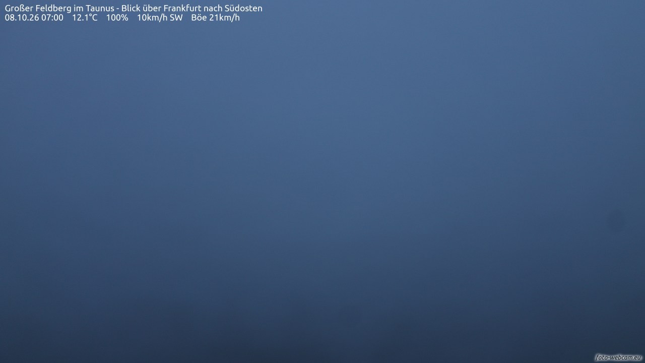 Archived image Webcam Großer Feldberg - View to Frankfurt