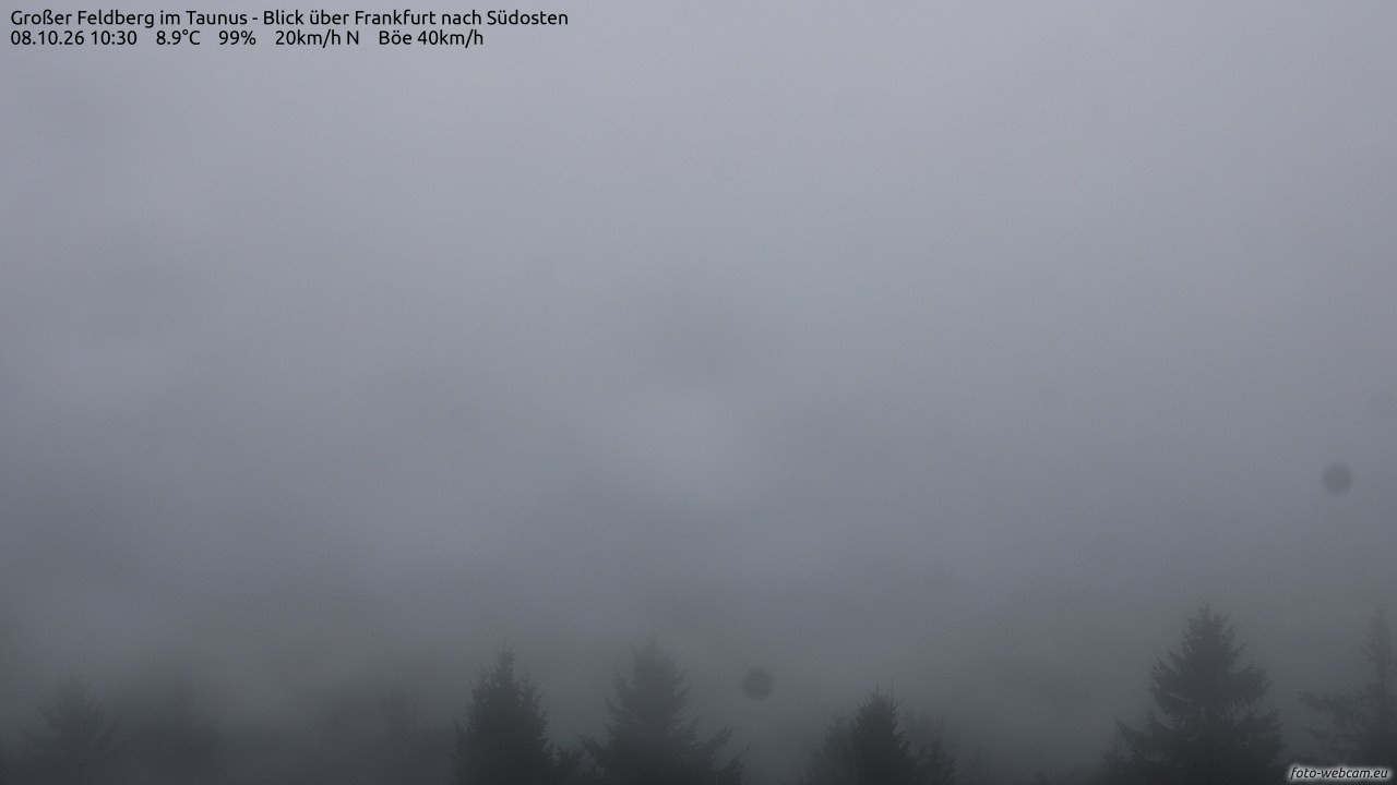Archived image Webcam Großer Feldberg - View to Frankfurt