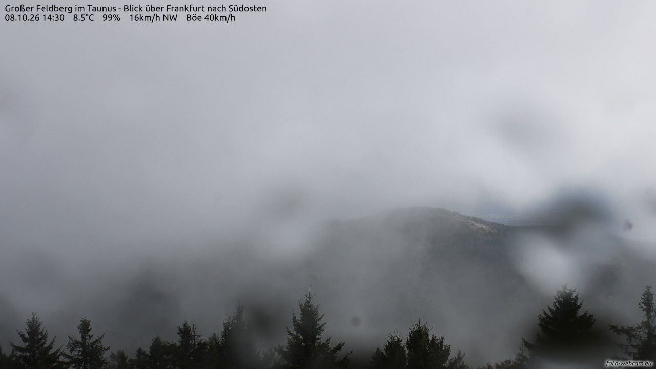 Archived image Webcam Großer Feldberg - View to Frankfurt