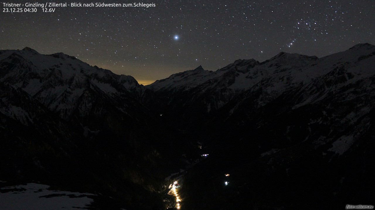 Archiv Foto Webcam Tristner/ Zillertal - Blick zum Grinberg