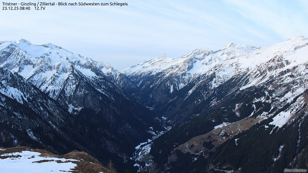 Archiv Foto Webcam Tristner/ Zillertal - Blick zum Grinberg