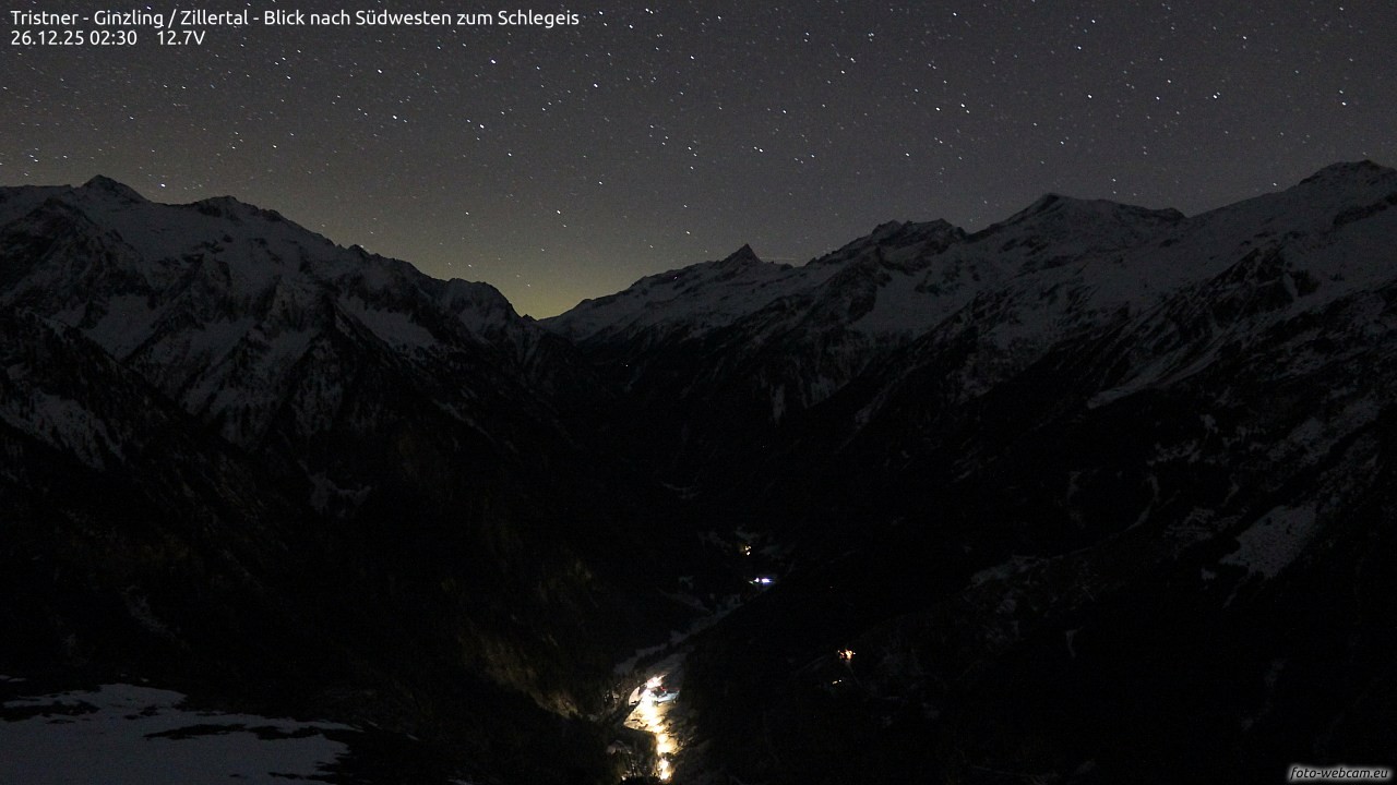 Archiv Foto Webcam Tristner/ Zillertal - Blick zum Grinberg