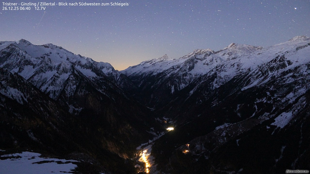 Archiv Foto Webcam Tristner/ Zillertal - Blick zum Grinberg