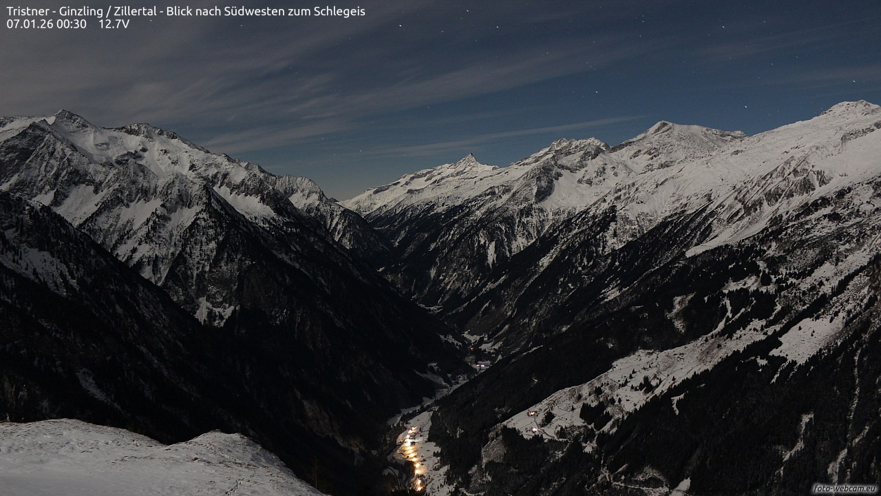 Archiv Foto Webcam Tristner/ Zillertal - Blick zum Grinberg