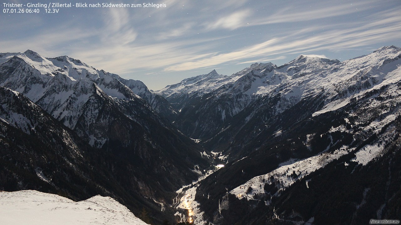 Archiv Foto Webcam Tristner/ Zillertal - Blick zum Grinberg