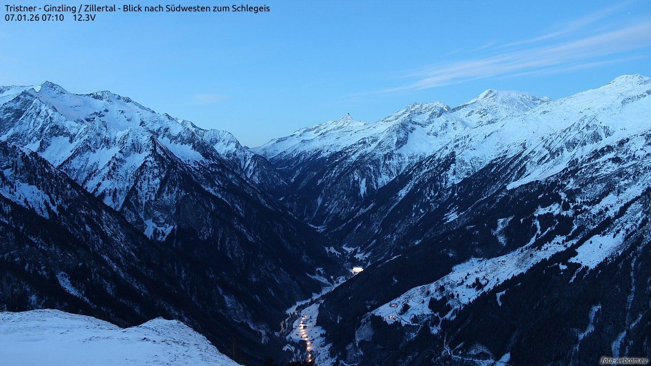 Archiv Foto Webcam Tristner/ Zillertal - Blick zum Grinberg