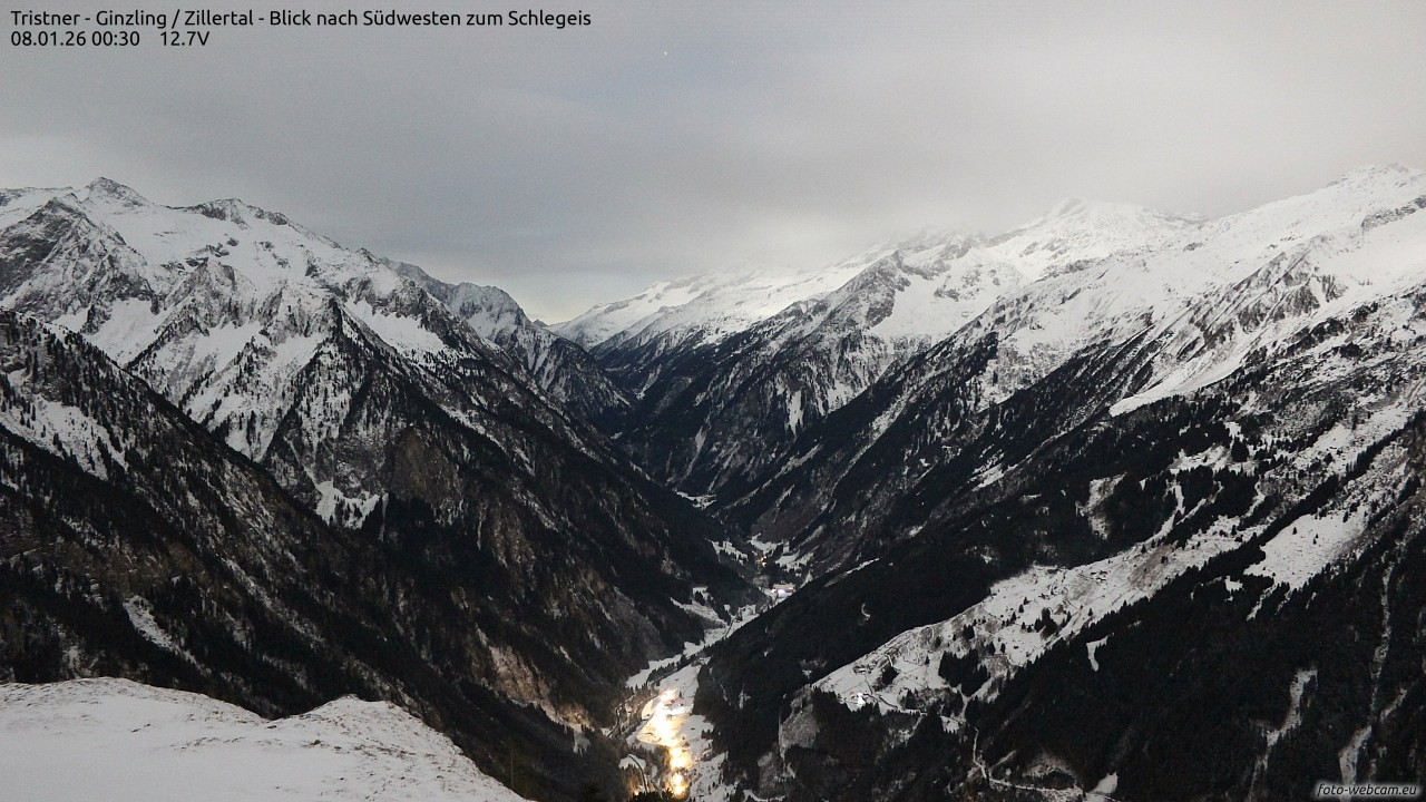 Archiv Foto Webcam Tristner/ Zillertal - Blick zum Grinberg