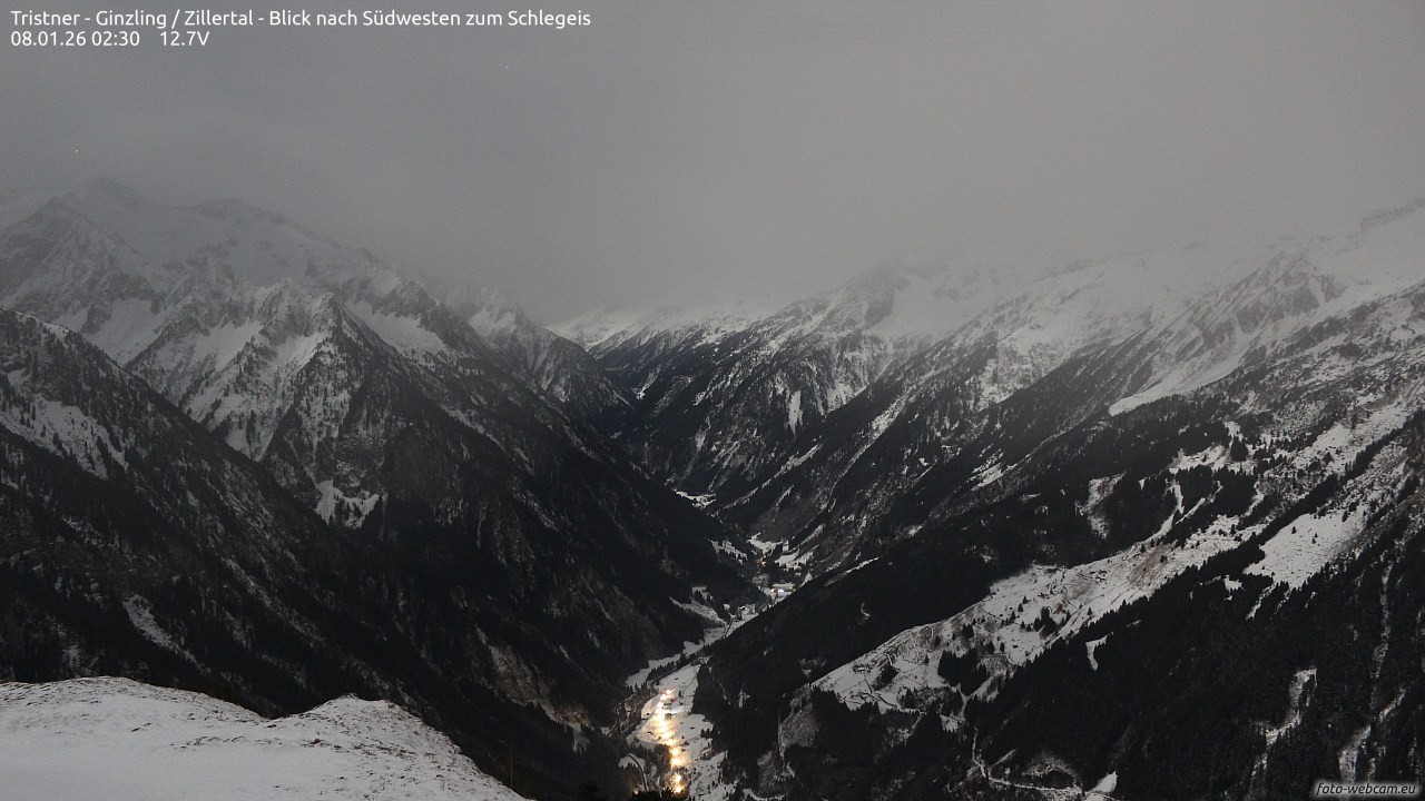 Archiv Foto Webcam Tristner/ Zillertal - Blick zum Grinberg