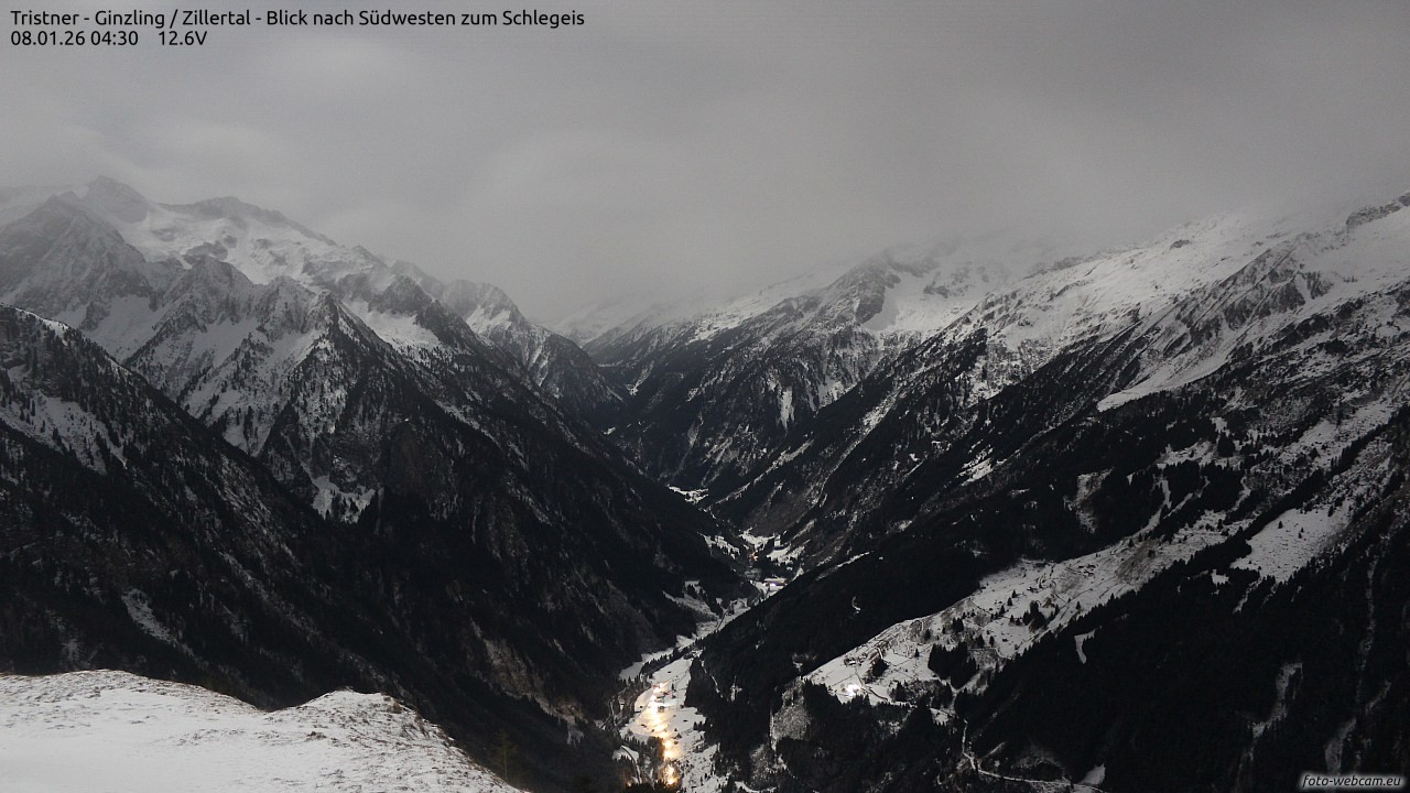 Archiv Foto Webcam Tristner/ Zillertal - Blick zum Grinberg