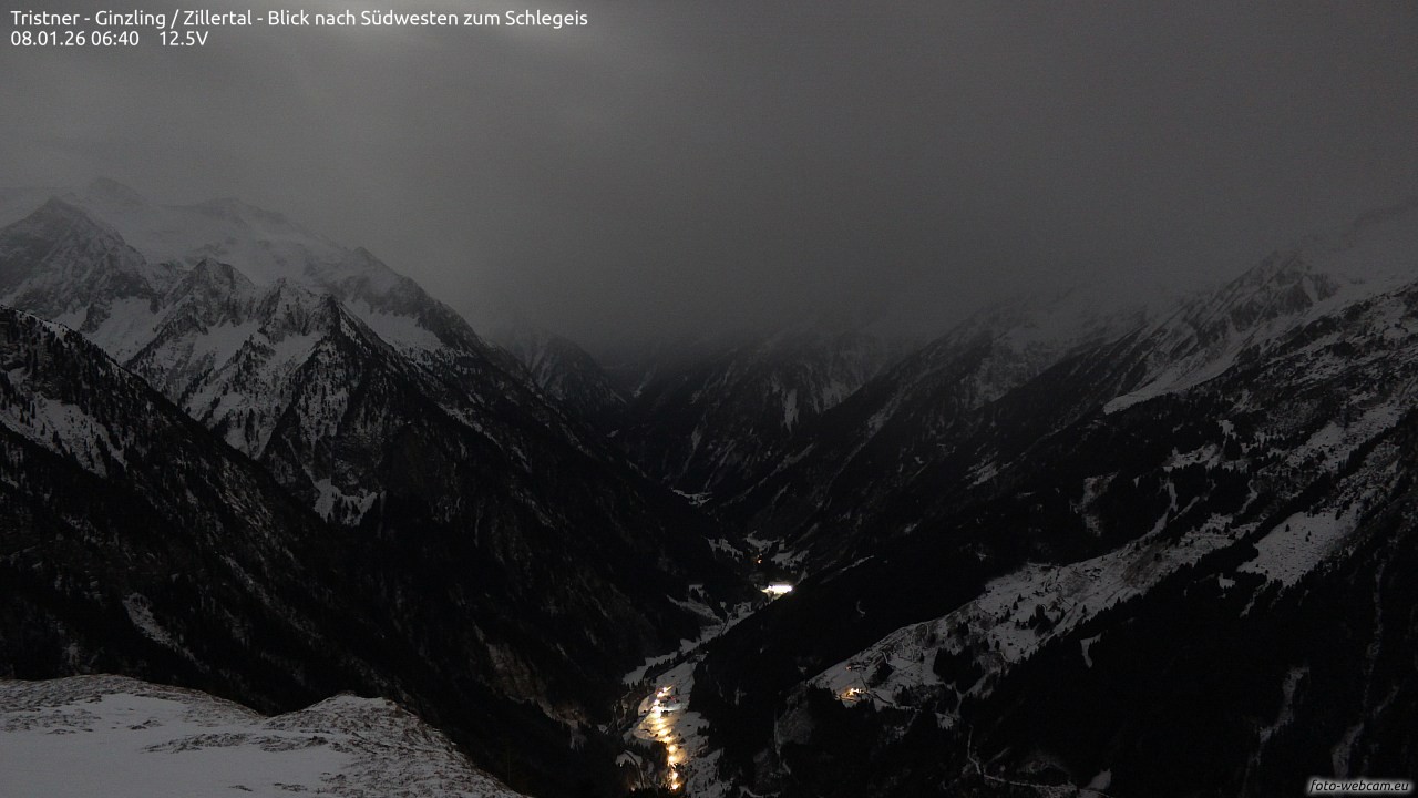 Archiv Foto Webcam Tristner/ Zillertal - Blick zum Grinberg