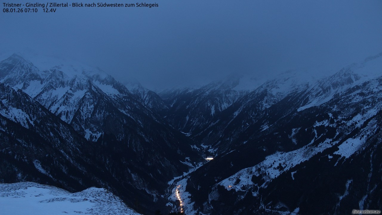 Archiv Foto Webcam Tristner/ Zillertal - Blick zum Grinberg