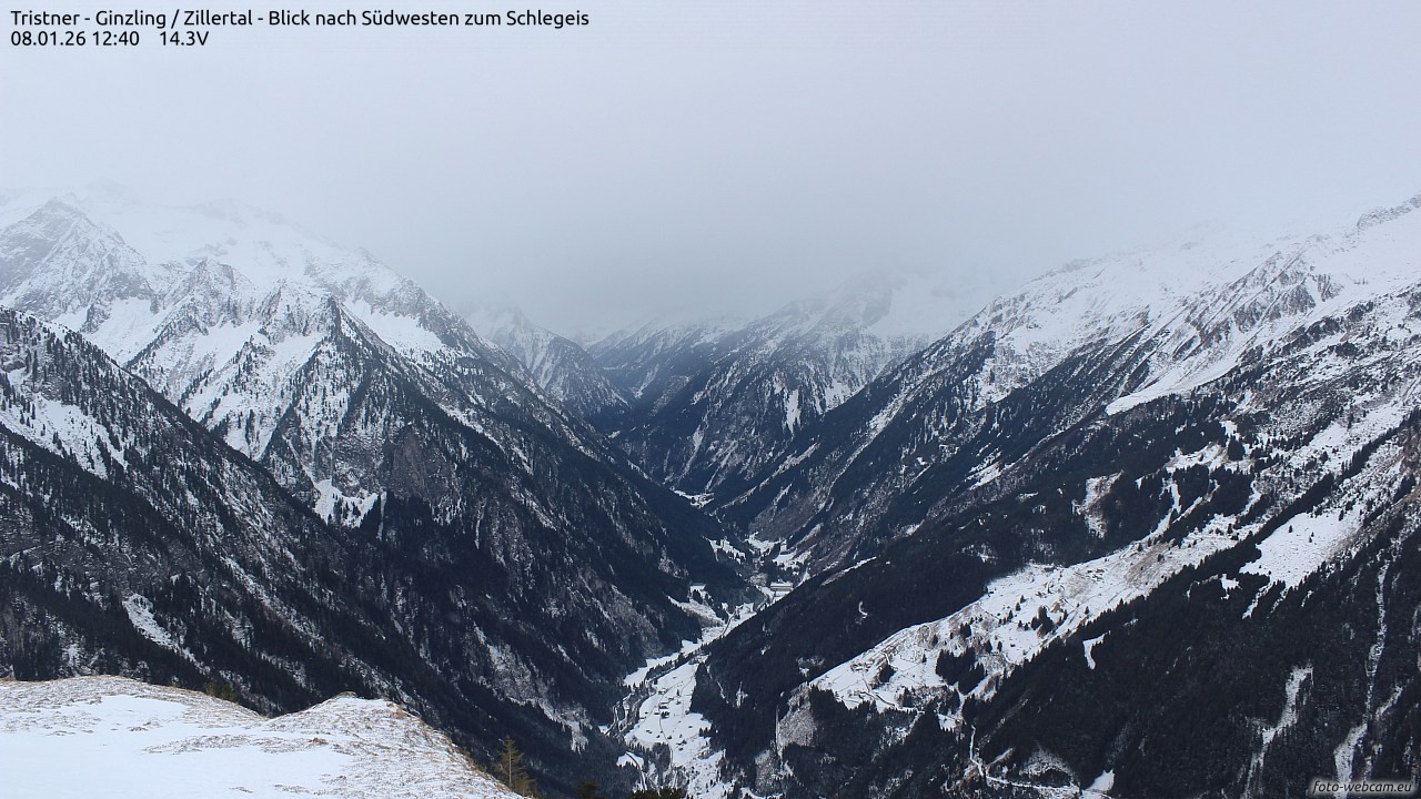 Archiv Foto Webcam Tristner/ Zillertal - Blick zum Grinberg