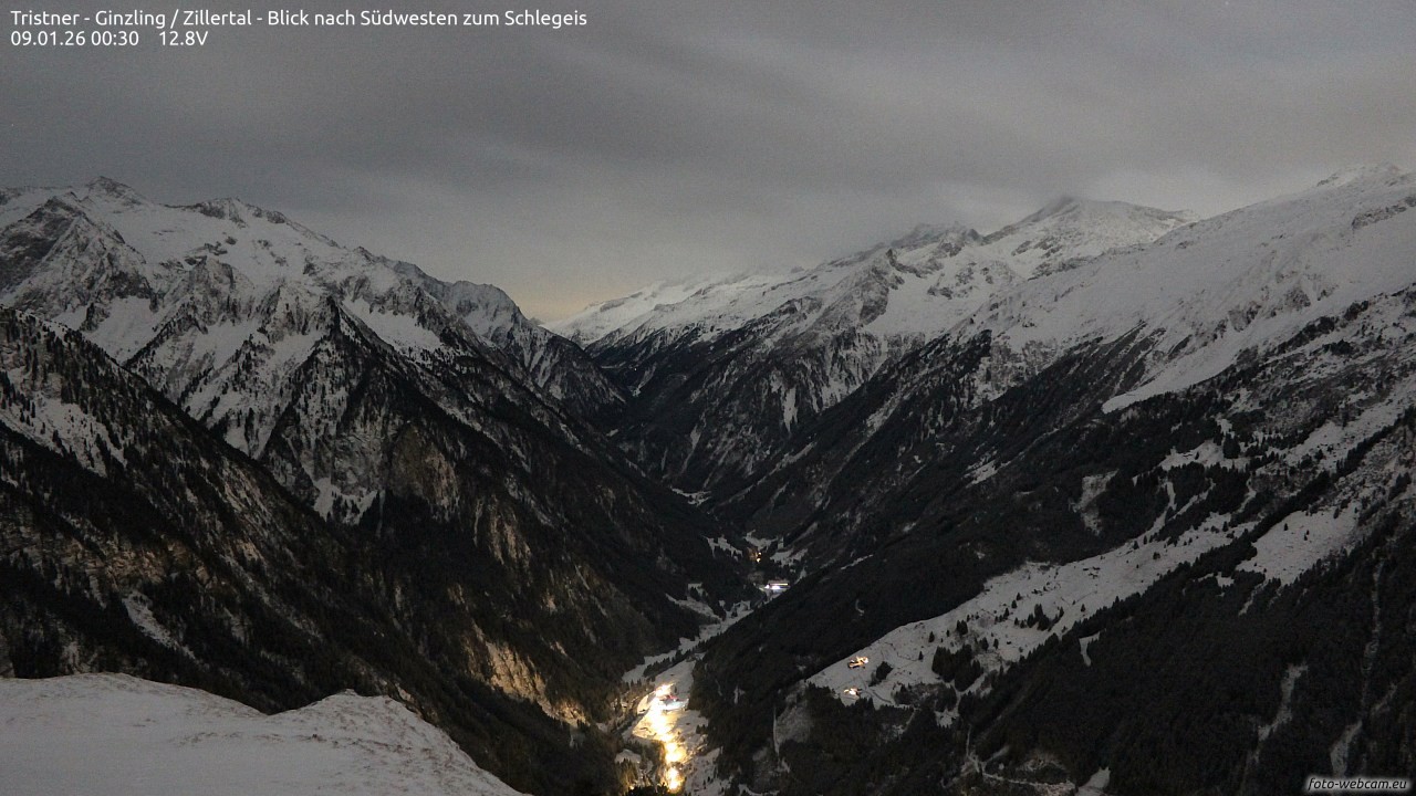 Archiv Foto Webcam Tristner/ Zillertal - Blick zum Grinberg