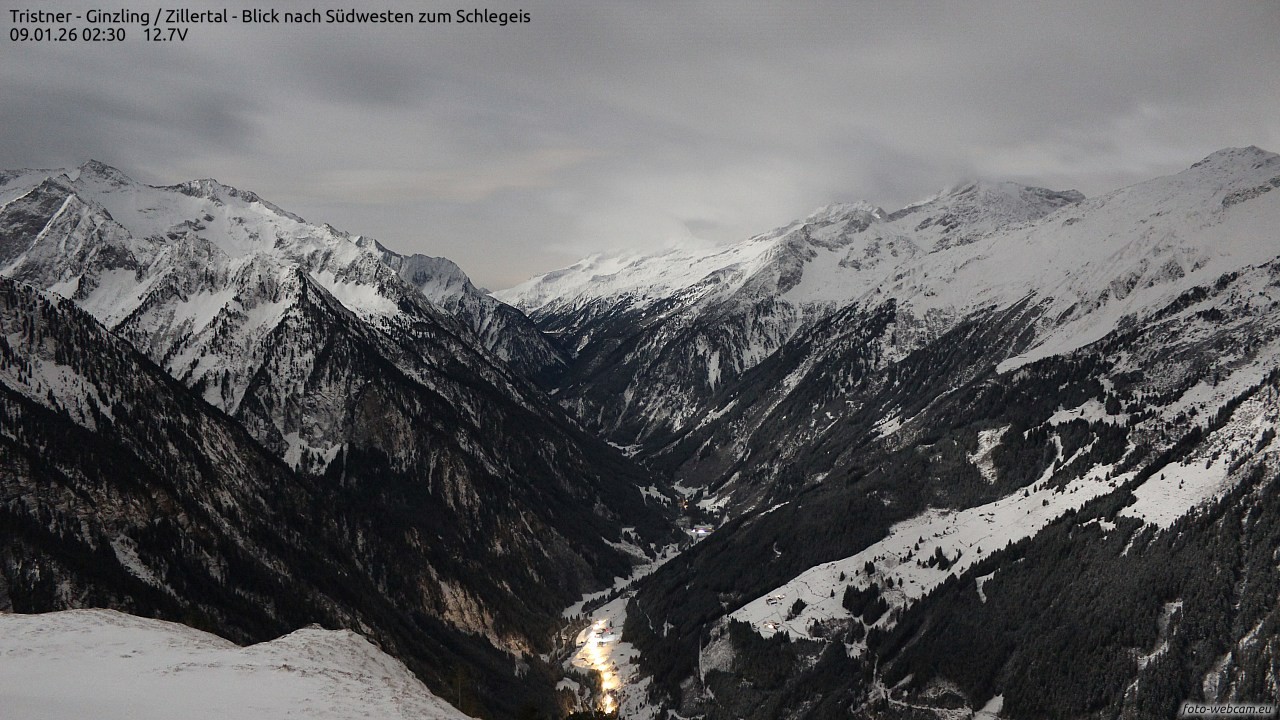 Archiv Foto Webcam Tristner/ Zillertal - Blick zum Grinberg