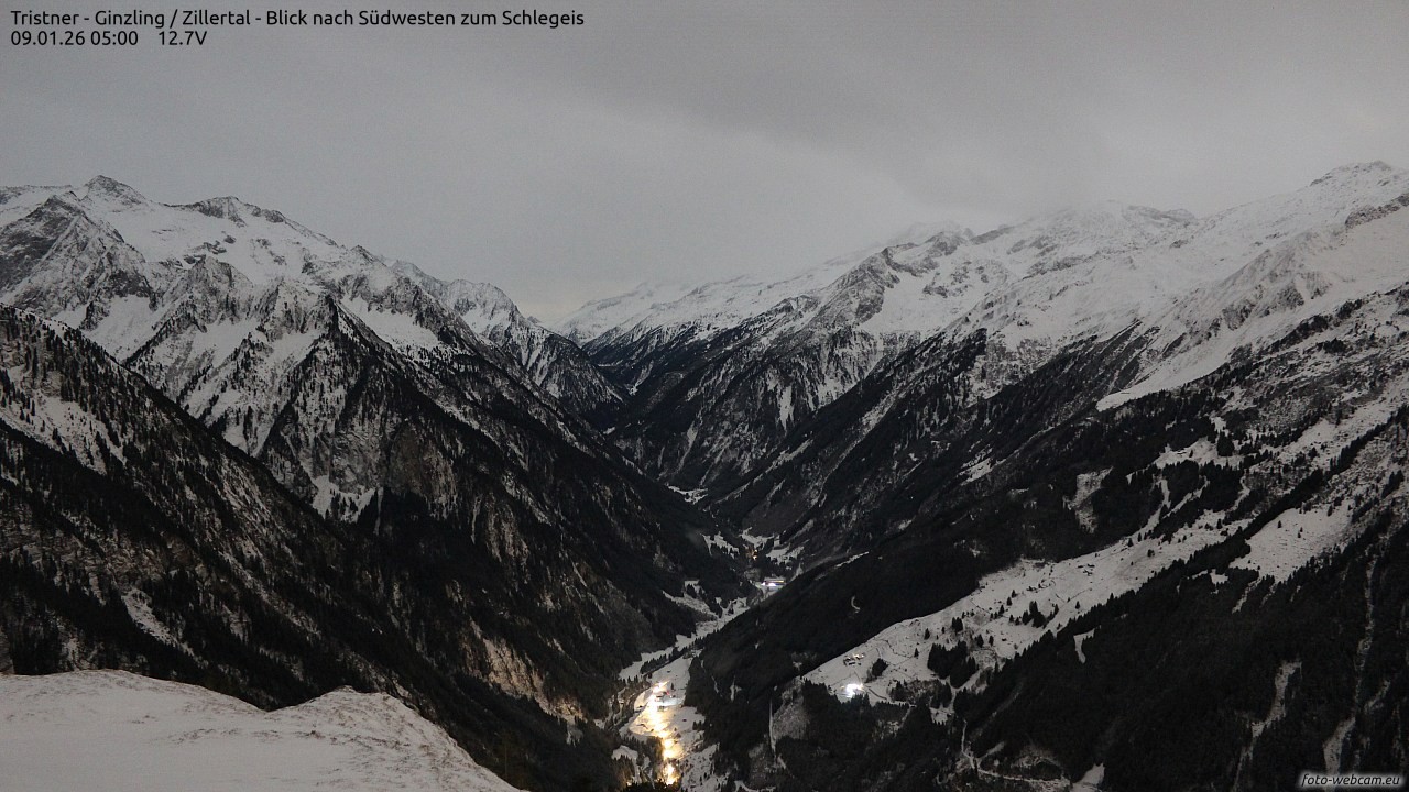 Archiv Foto Webcam Tristner/ Zillertal - Blick zum Grinberg