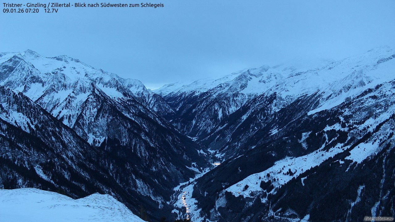 Archiv Foto Webcam Tristner/ Zillertal - Blick zum Grinberg