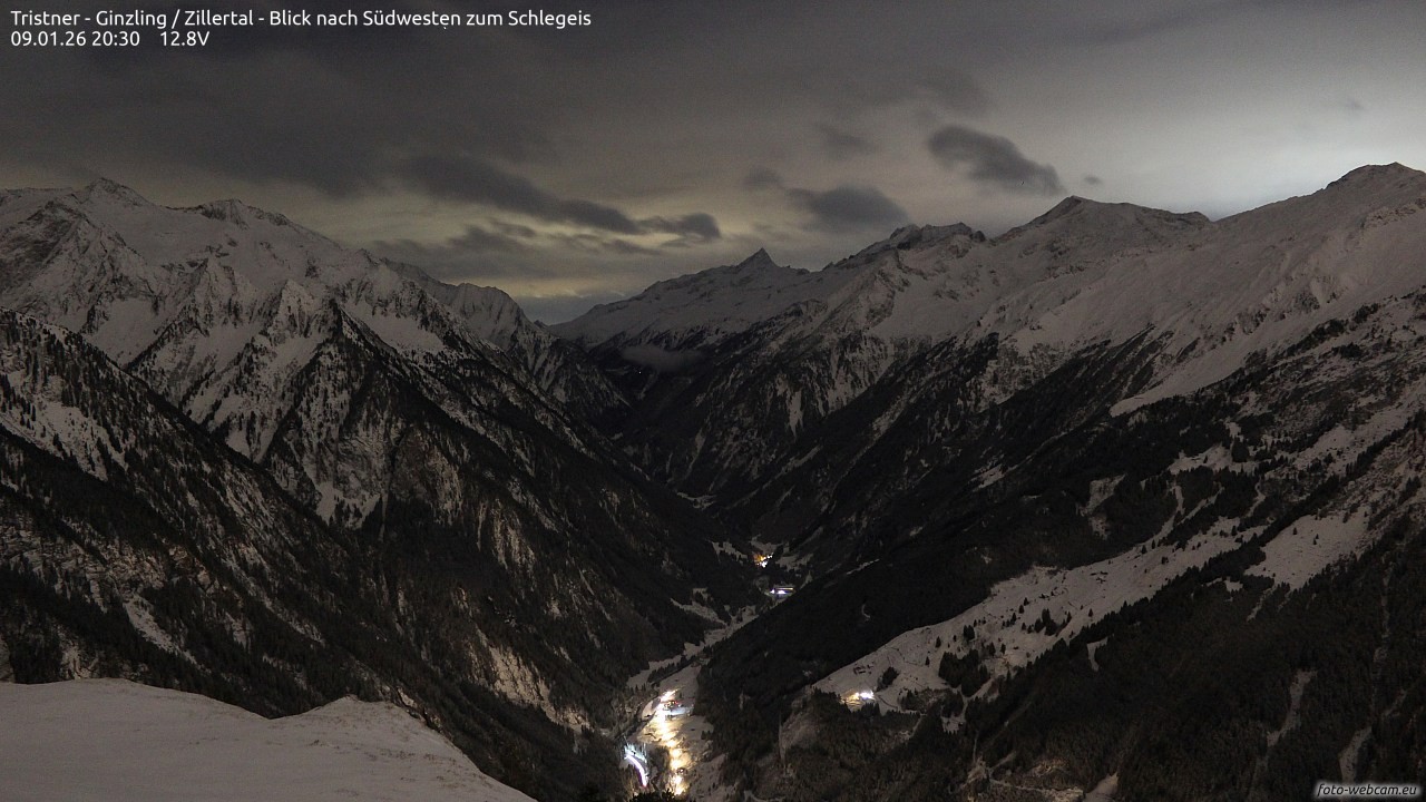 Archiv Foto Webcam Tristner/ Zillertal - Blick zum Grinberg