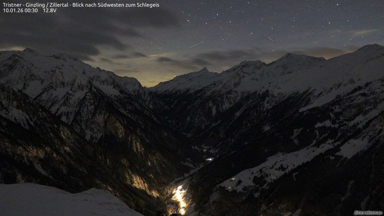 Archiv Foto Webcam Tristner/ Zillertal - Blick zum Grinberg