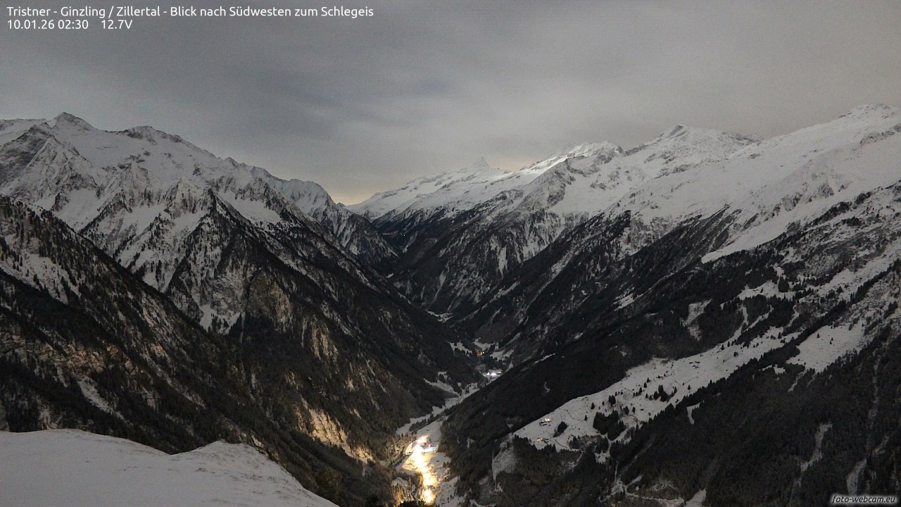 Archiv Foto Webcam Tristner/ Zillertal - Blick zum Grinberg