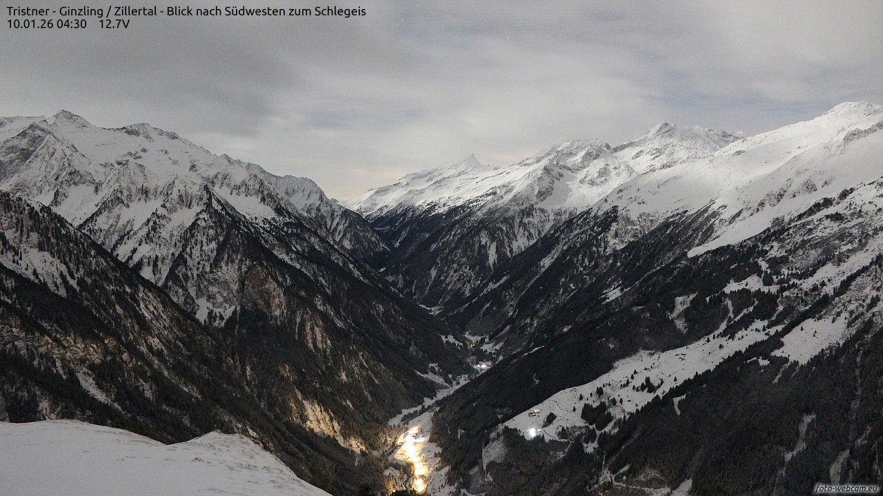 Archiv Foto Webcam Tristner/ Zillertal - Blick zum Grinberg