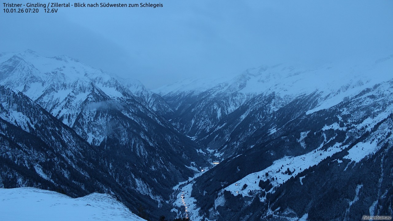 Archiv Foto Webcam Tristner/ Zillertal - Blick zum Grinberg