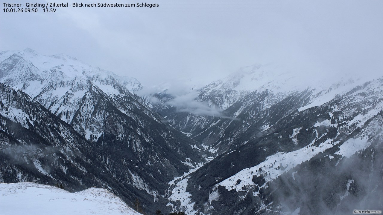 Archiv Foto Webcam Tristner/ Zillertal - Blick zum Grinberg