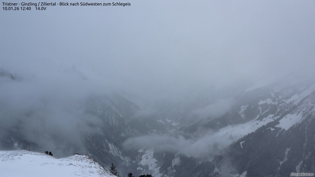 Archiv Foto Webcam Tristner/ Zillertal - Blick zum Grinberg