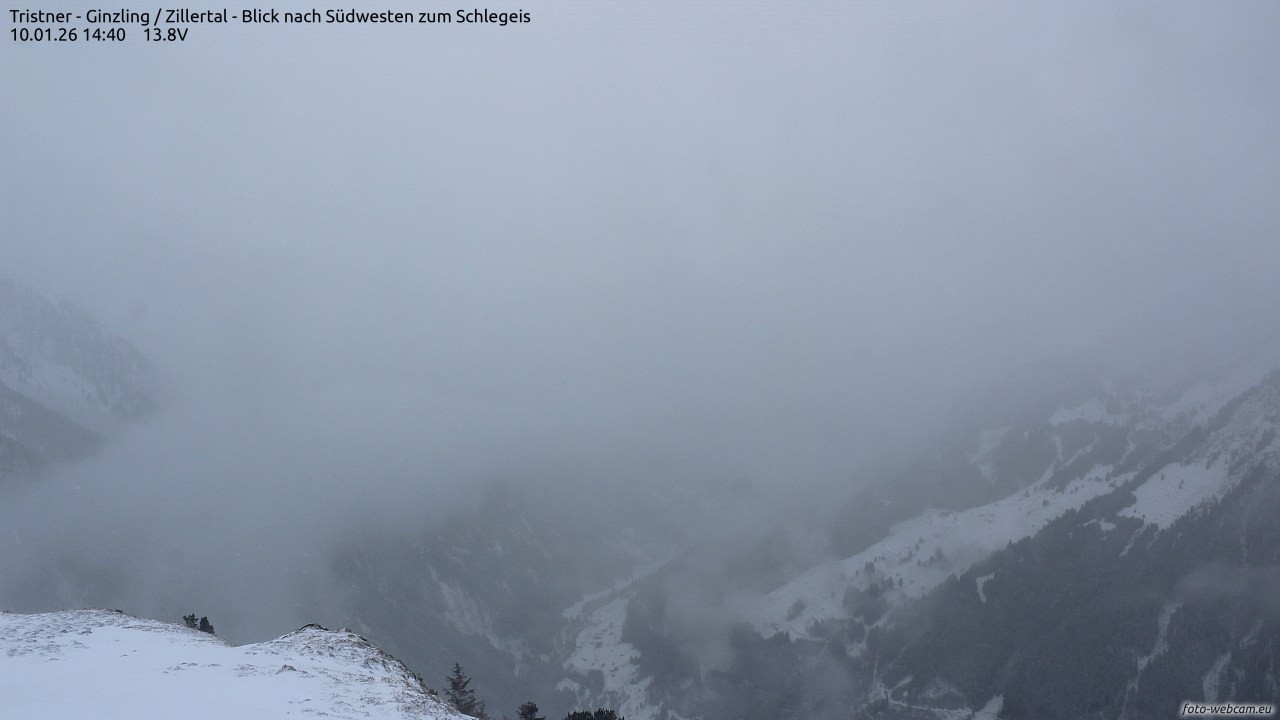 Archiv Foto Webcam Tristner/ Zillertal - Blick zum Grinberg