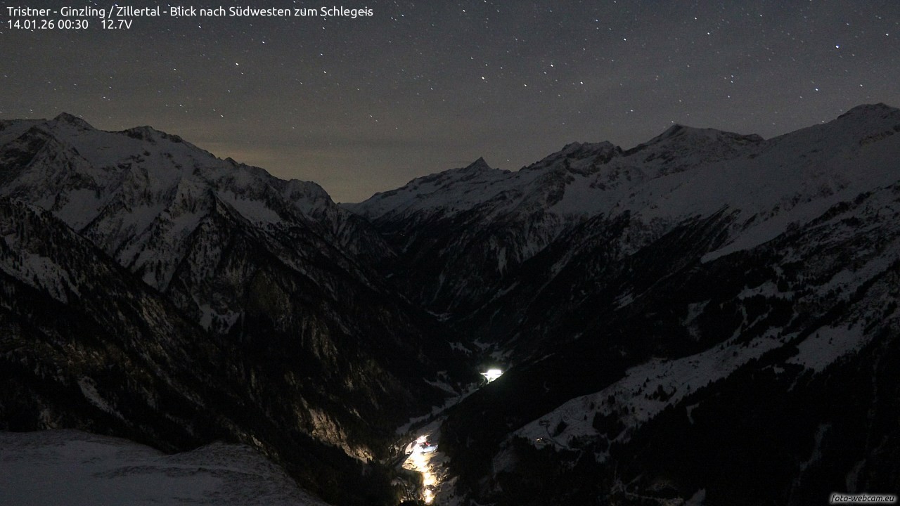 Archiv Foto Webcam Tristner/ Zillertal - Blick zum Grinberg