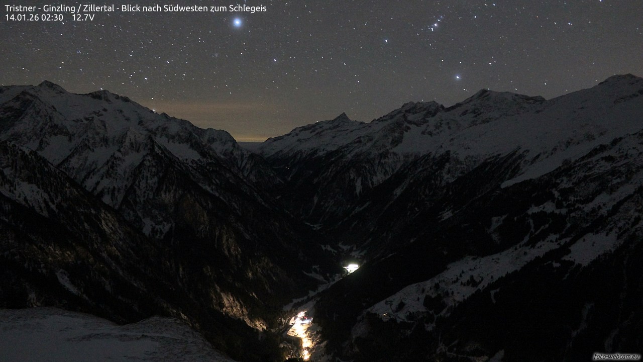 Archiv Foto Webcam Tristner/ Zillertal - Blick zum Grinberg