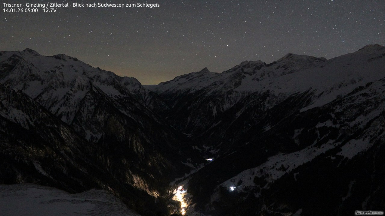 Archiv Foto Webcam Tristner/ Zillertal - Blick zum Grinberg
