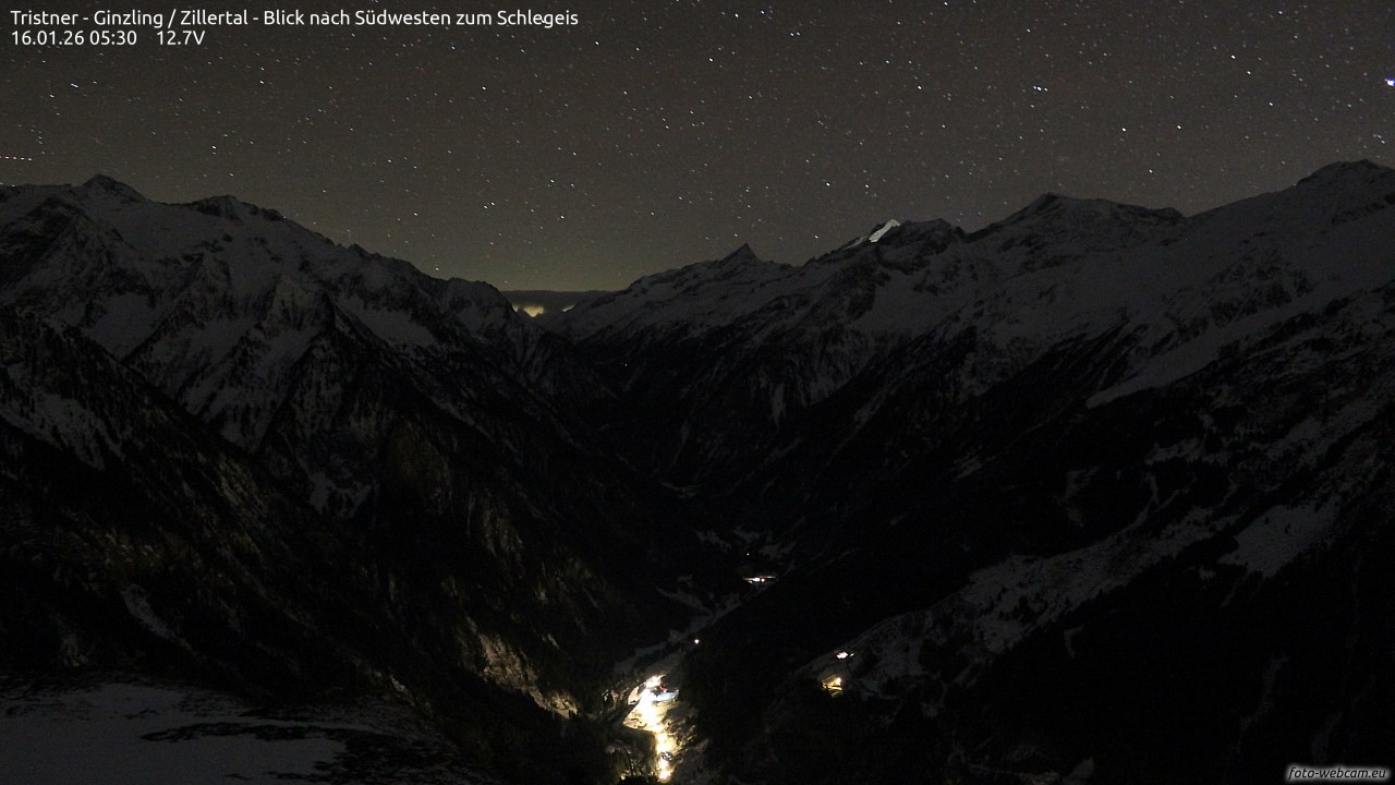 Archiv Foto Webcam Tristner/ Zillertal - Blick zum Grinberg