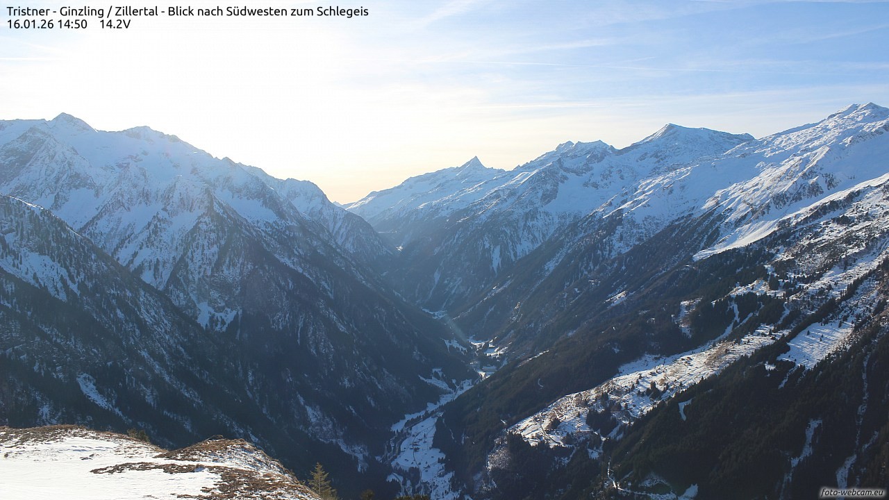 Archiv Foto Webcam Tristner/ Zillertal - Blick zum Grinberg