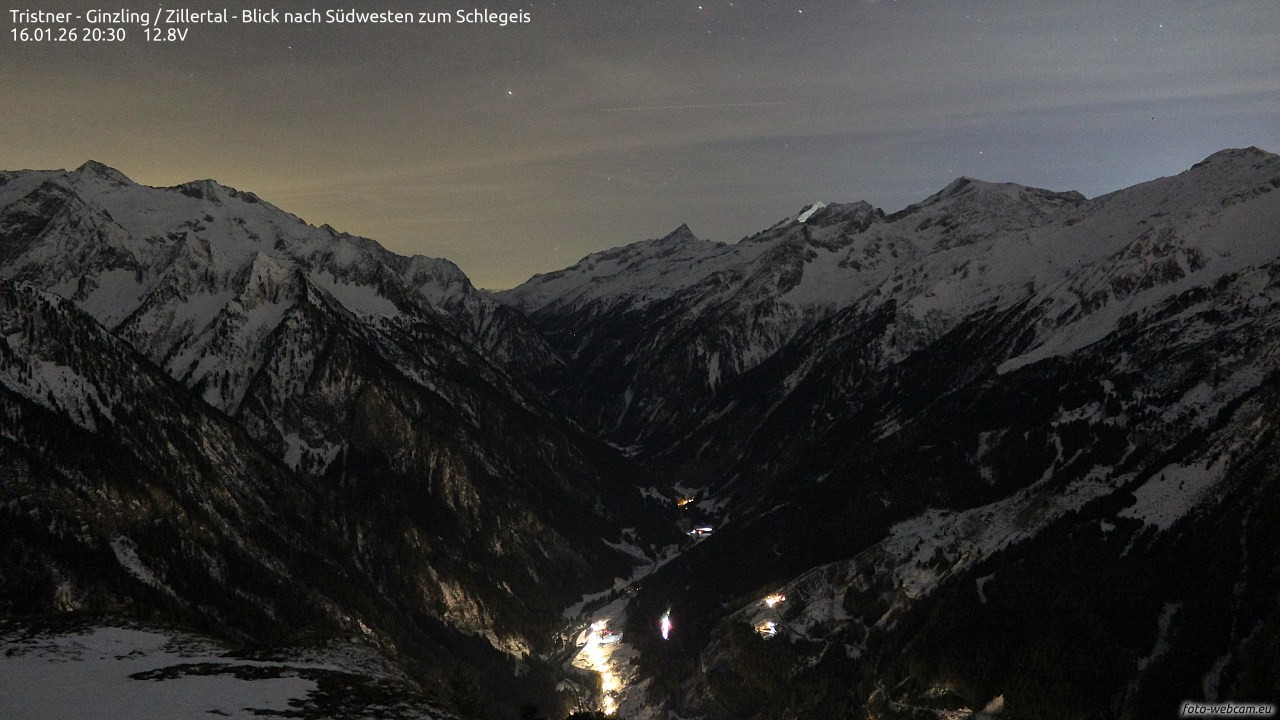Archiv Foto Webcam Tristner/ Zillertal - Blick zum Grinberg